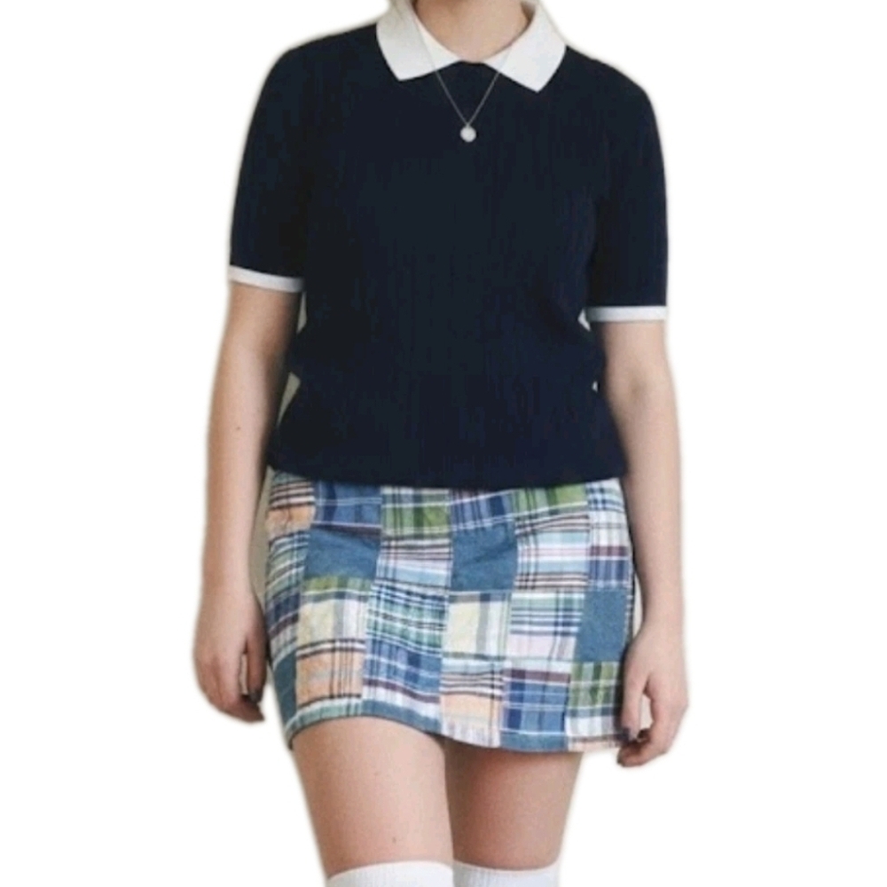 Y2K Tommy Hilfiger Skirt‎ Patchwork Plaid Size 2 Colorful Preppy Low Rise